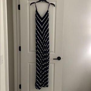 Navy and white striped maxi